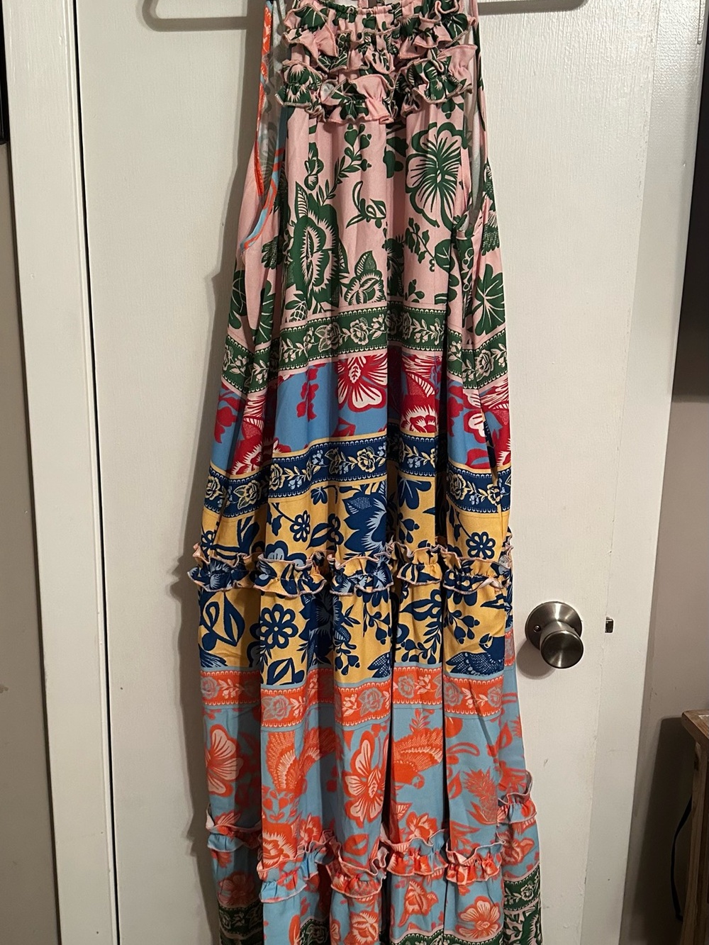 Grace Karin Pink Floral Summer Dress with Green Leaf Print